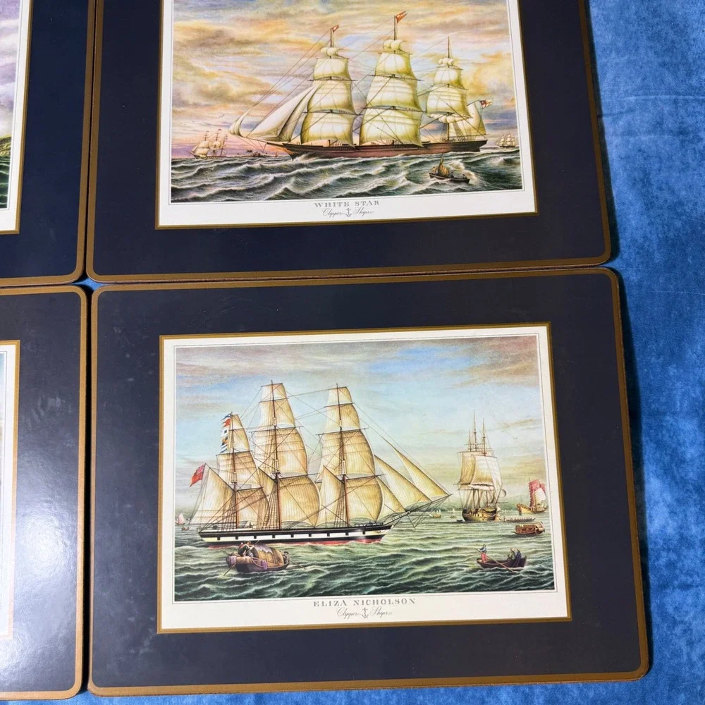 Pimpernel De Luxe Clipper Ships Placemats Set of 4 Nautical Cork Back England